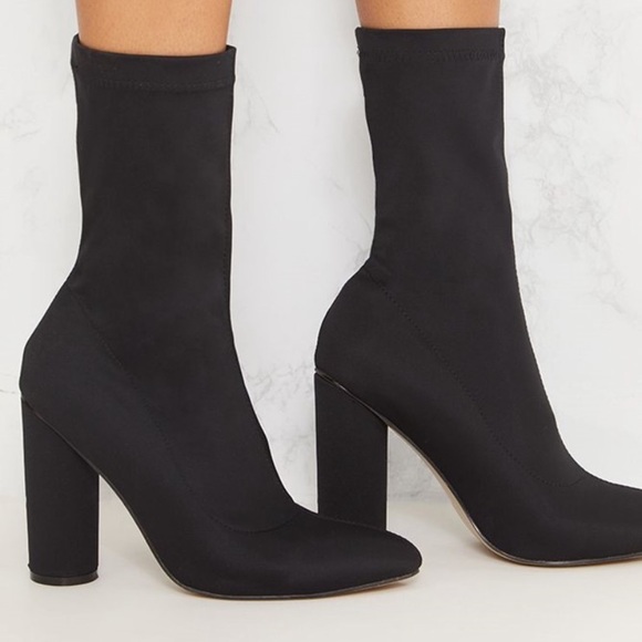 Black block heel sock boots - Picture 4 of 5